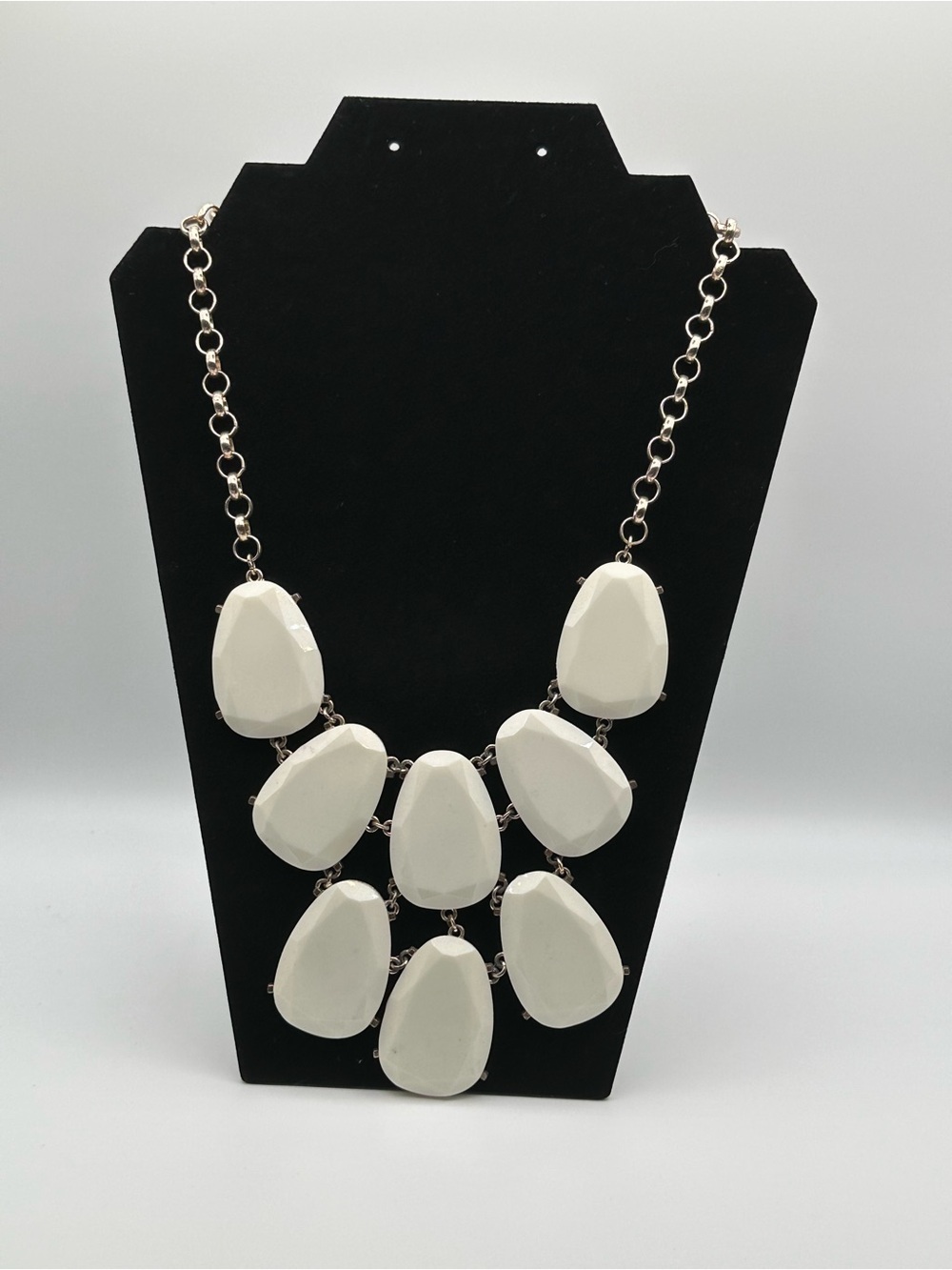 Statement White Teardrop Bib Necklace - Women Jewelry